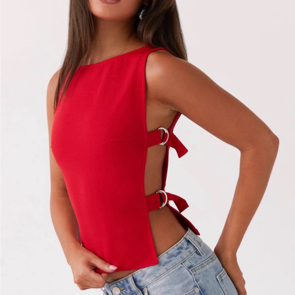 NWT PepperMayo Red Buckle Top